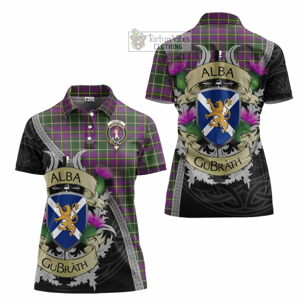 Tartan Vibes Clothing Taylor (Tailylour) Tartan Family Crest Women's Polo Shirt Lion Rampant Royal Thistle Shield Celtic Inspired