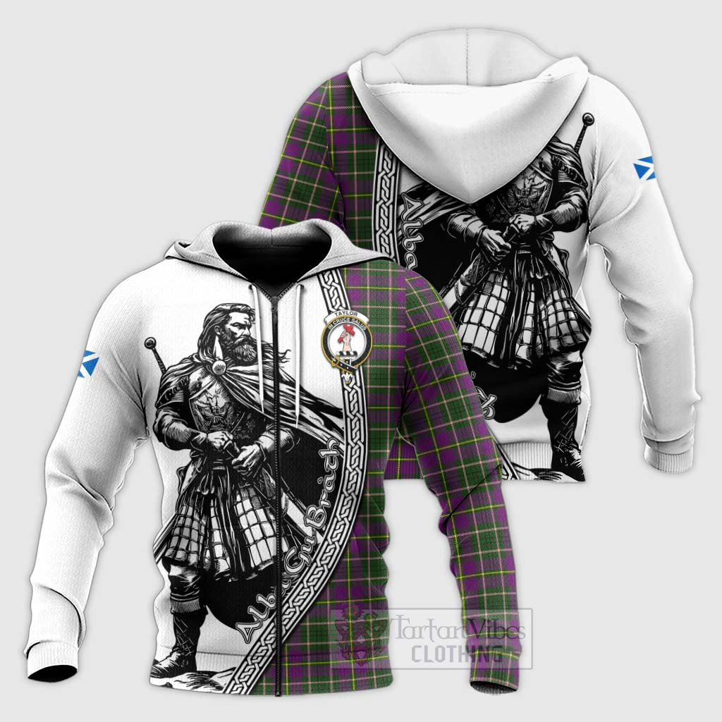 Tartan Vibes Clothing Taylor (Tailylour) Tartan Clan Crest Knitted Hoodie with Highlander Warrior Celtic Style