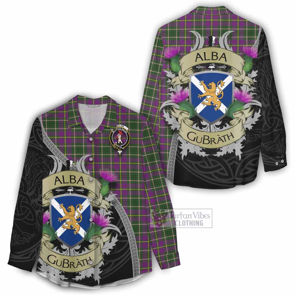 Tartan Vibes Clothing Taylor (Tailylour) Tartan Family Crest Women's Casual Shirt Lion Rampant Royal Thistle Shield Celtic Inspired