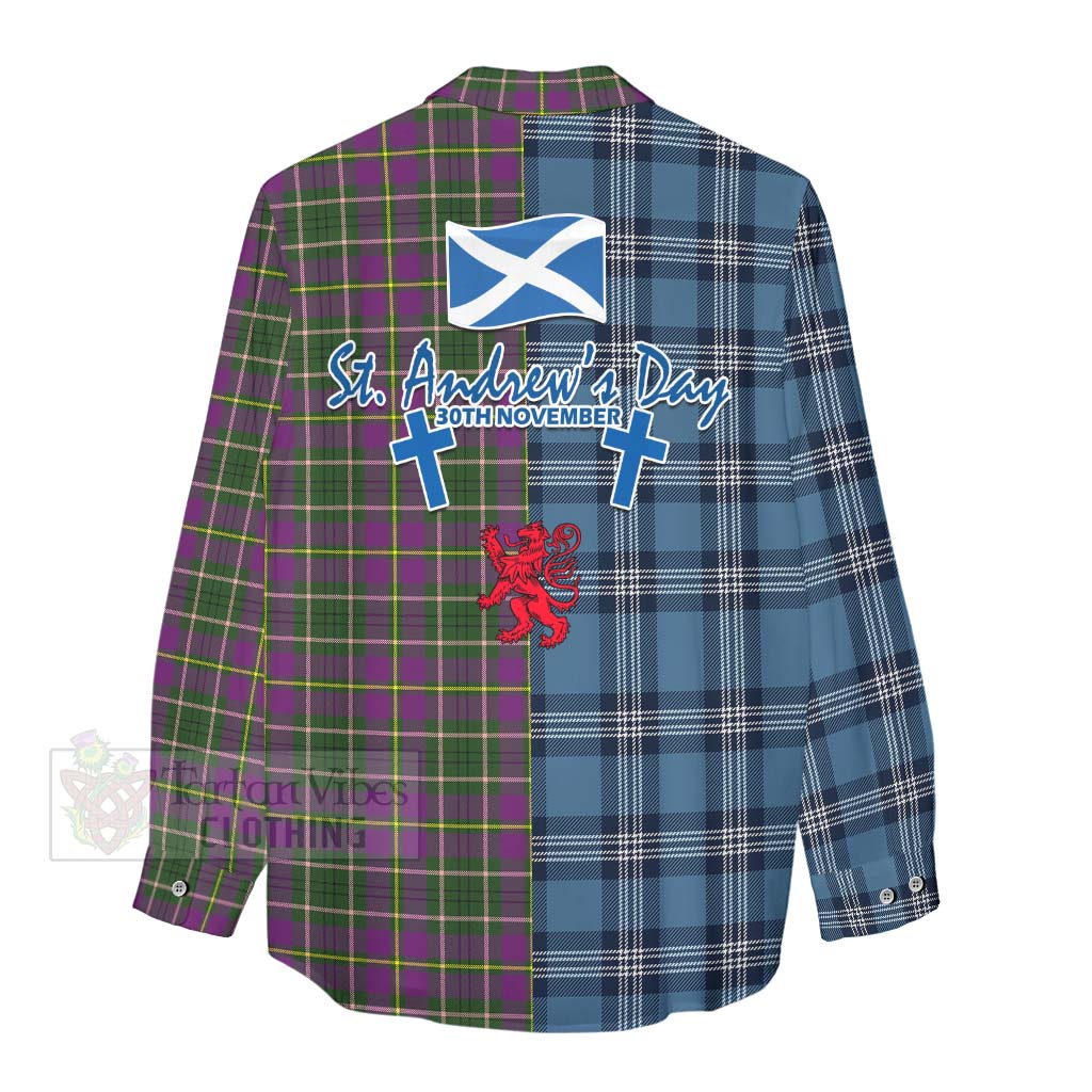 Tartan Vibes Clothing Taylor (Tailylour) Tartan Women's Casual Shirt Happy St. Andrew's Day Half Tartan Style