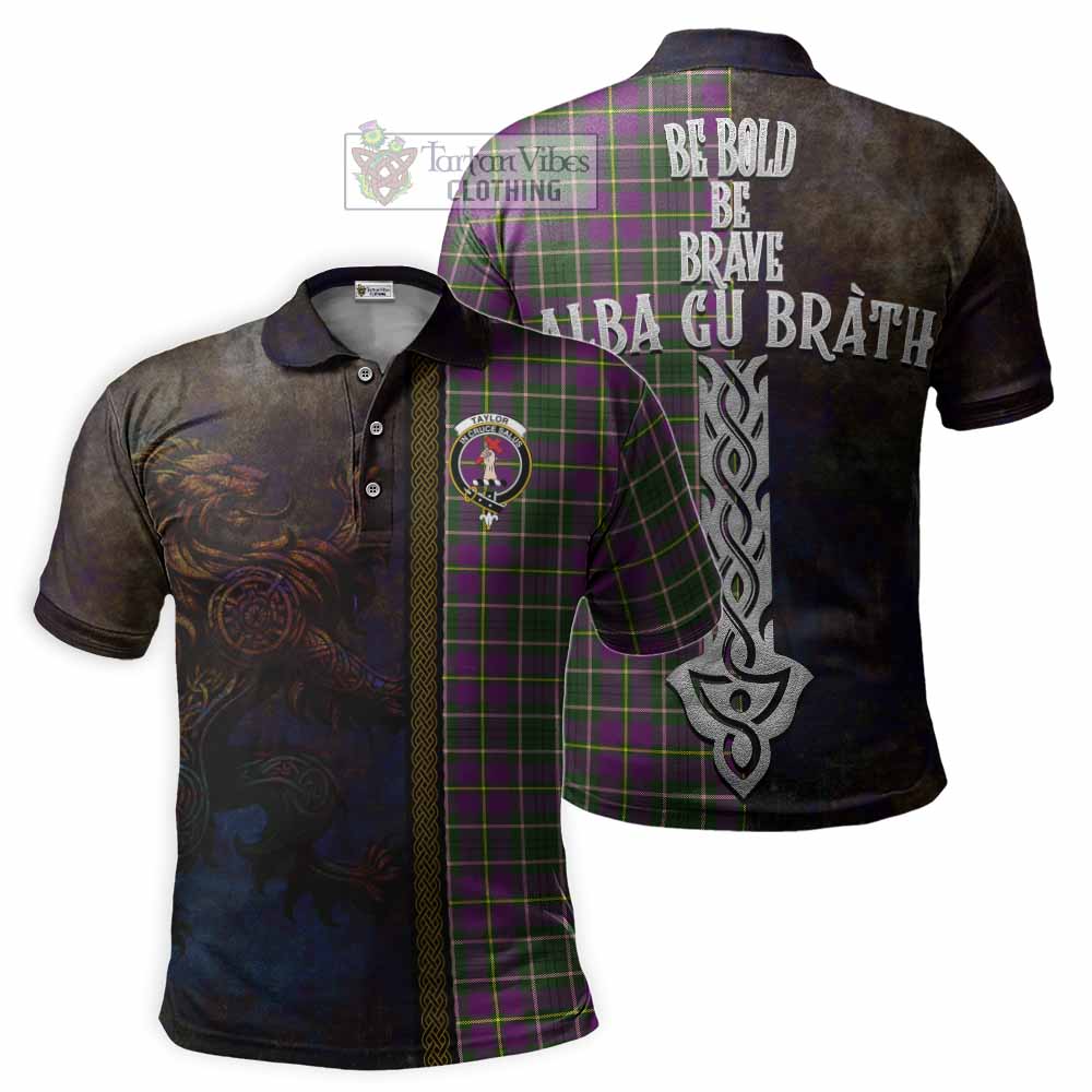 Tartan Vibes Clothing Taylor (Tailylour) Tartan Family Crest Polo Shirt Alba Gu Brath Be Brave Lion Ancient Style