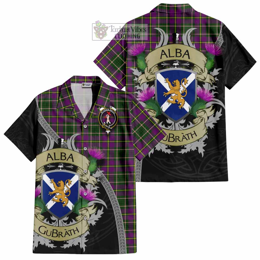 Tartan Vibes Clothing Taylor (Tailylour) Tartan Family Crest Short Sleeve Button Shirt Lion Rampant Royal Thistle Shield Celtic Inspired