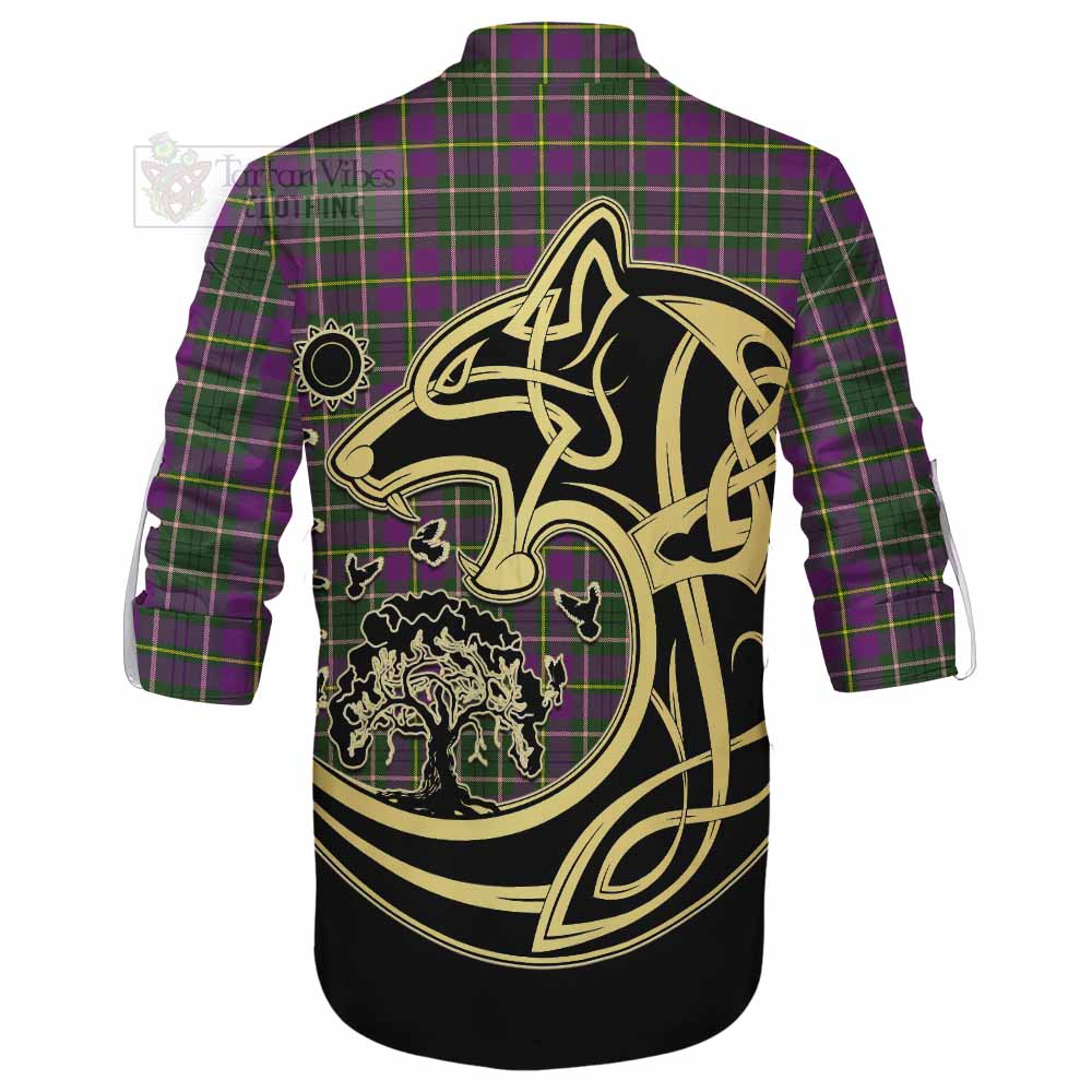 Tartan Vibes Clothing Taylor (Tailylour) Tartan Ghillie Kilt Shirt with Family Crest Celtic Wolf Style