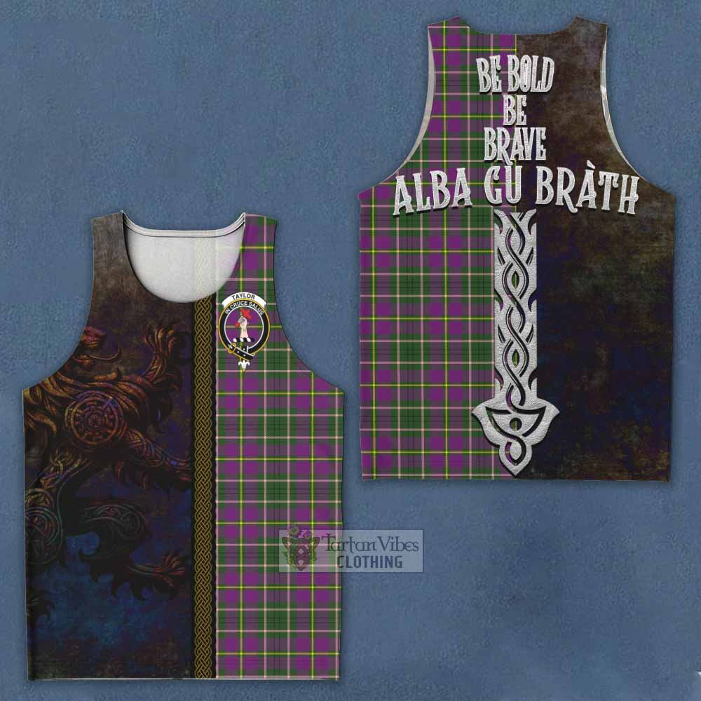 Tartan Vibes Clothing Taylor (Tailylour) Tartan Family Crest Men's Tank Top Alba Gu Brath Be Brave Lion Ancient Style