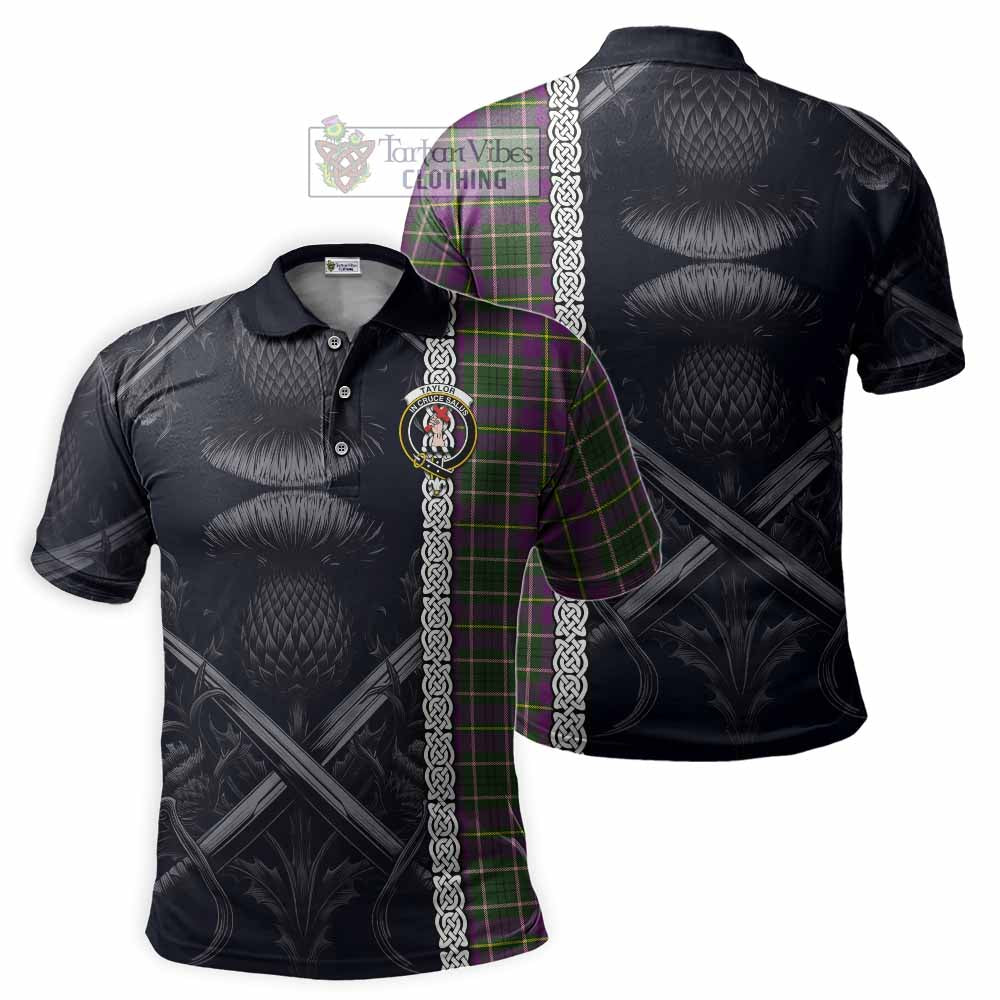 Tartan Vibes Clothing Taylor (Tailylour) Tartan Polo Shirt with Family Crest Cross Sword Thistle Celtic Vibes