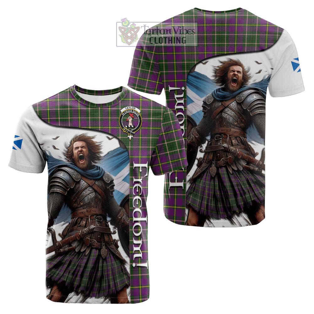 Tartan Vibes Clothing Taylor (Tailylour) Crest Tartan Cotton T-shirt Inspired by the Freedom of Scottish Warrior