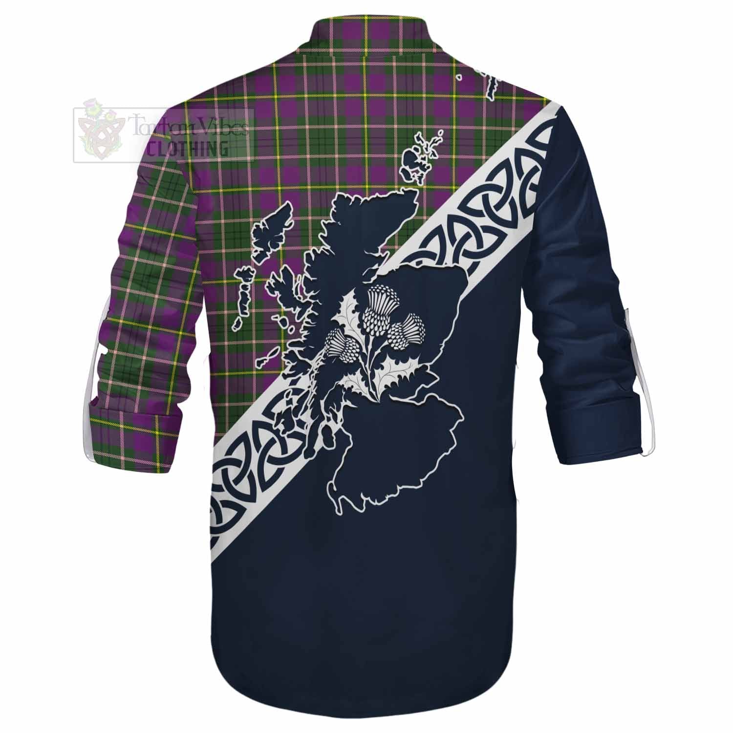 Tartan Vibes Clothing Taylor (Tailylour) Tartan Ghillie Kilt Shirt Featuring Thistle and Scotland Map