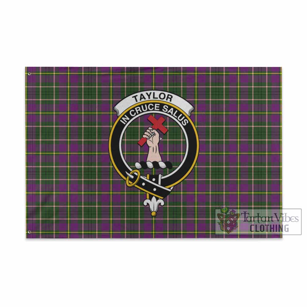 Tartan Vibes Clothing Taylor (Tailylour) Tartan House Flag with Family Crest