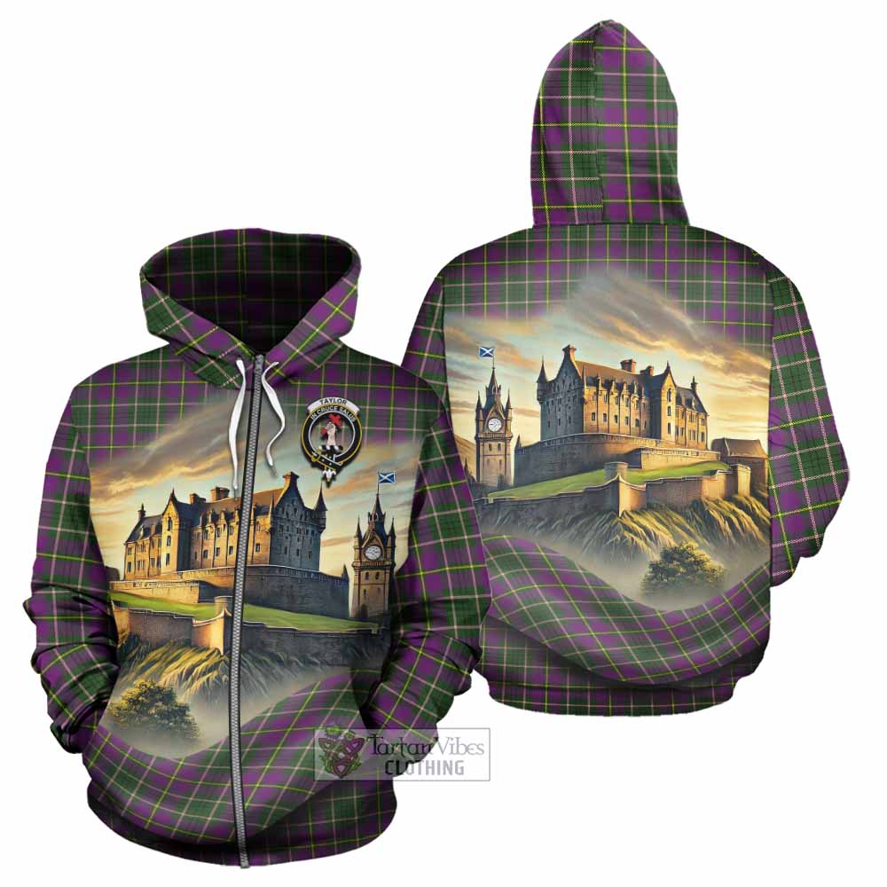 Tartan Vibes Clothing Taylor (Tailylour) Tartan Family Crest Hoodie with Scottish Ancient Castle Style