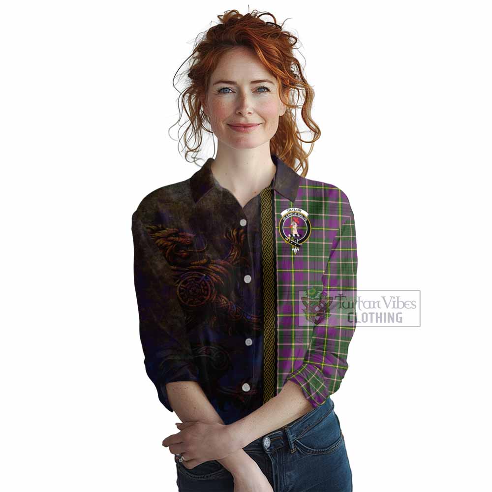 Tartan Vibes Clothing Taylor (Tailylour) Tartan Family Crest Women's Casual Shirt Alba Gu Brath Be Brave Lion Ancient Style