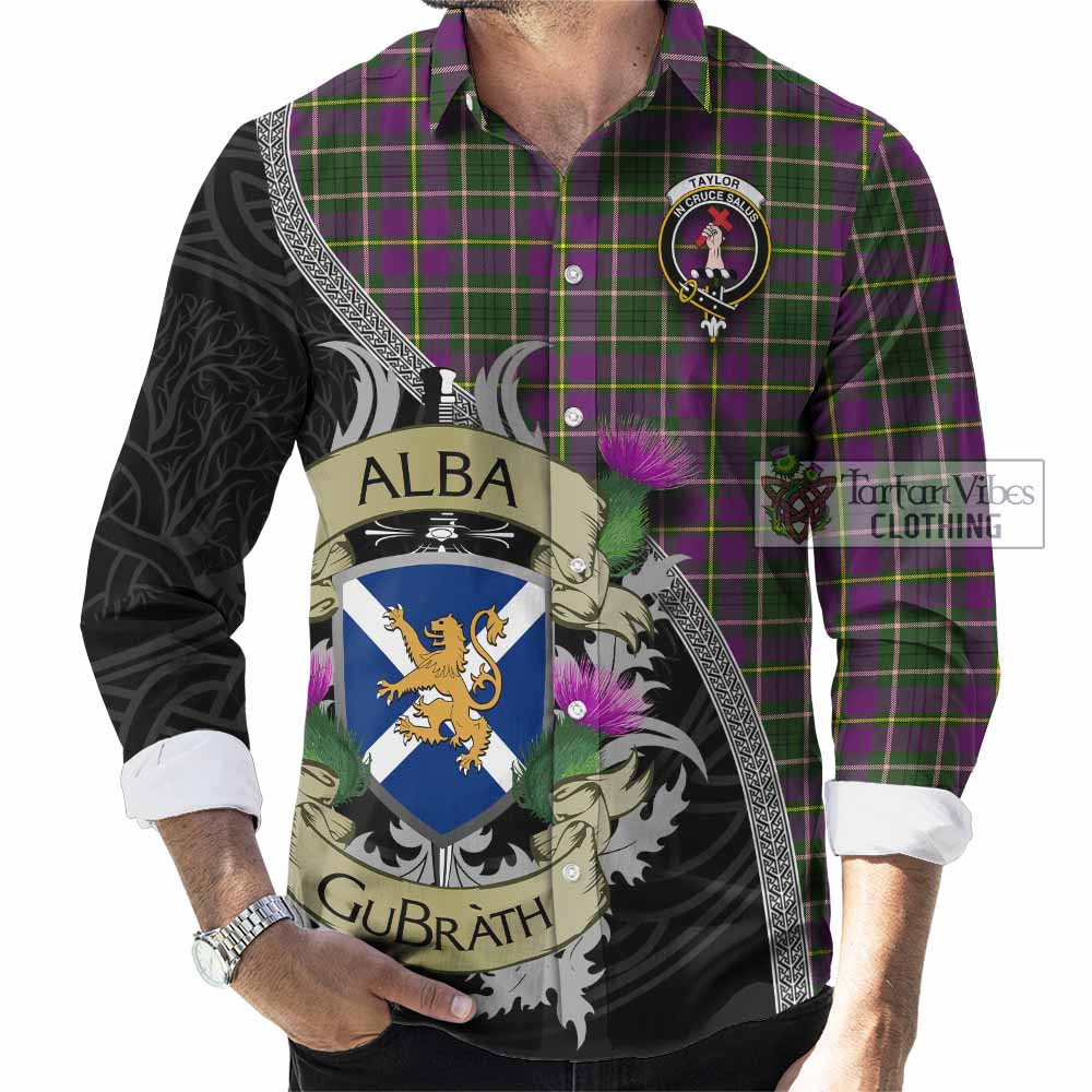 Tartan Vibes Clothing Taylor (Tailylour) Tartan Family Crest Long Sleeve Button Shirt Lion Rampant Royal Thistle Shield Celtic Inspired