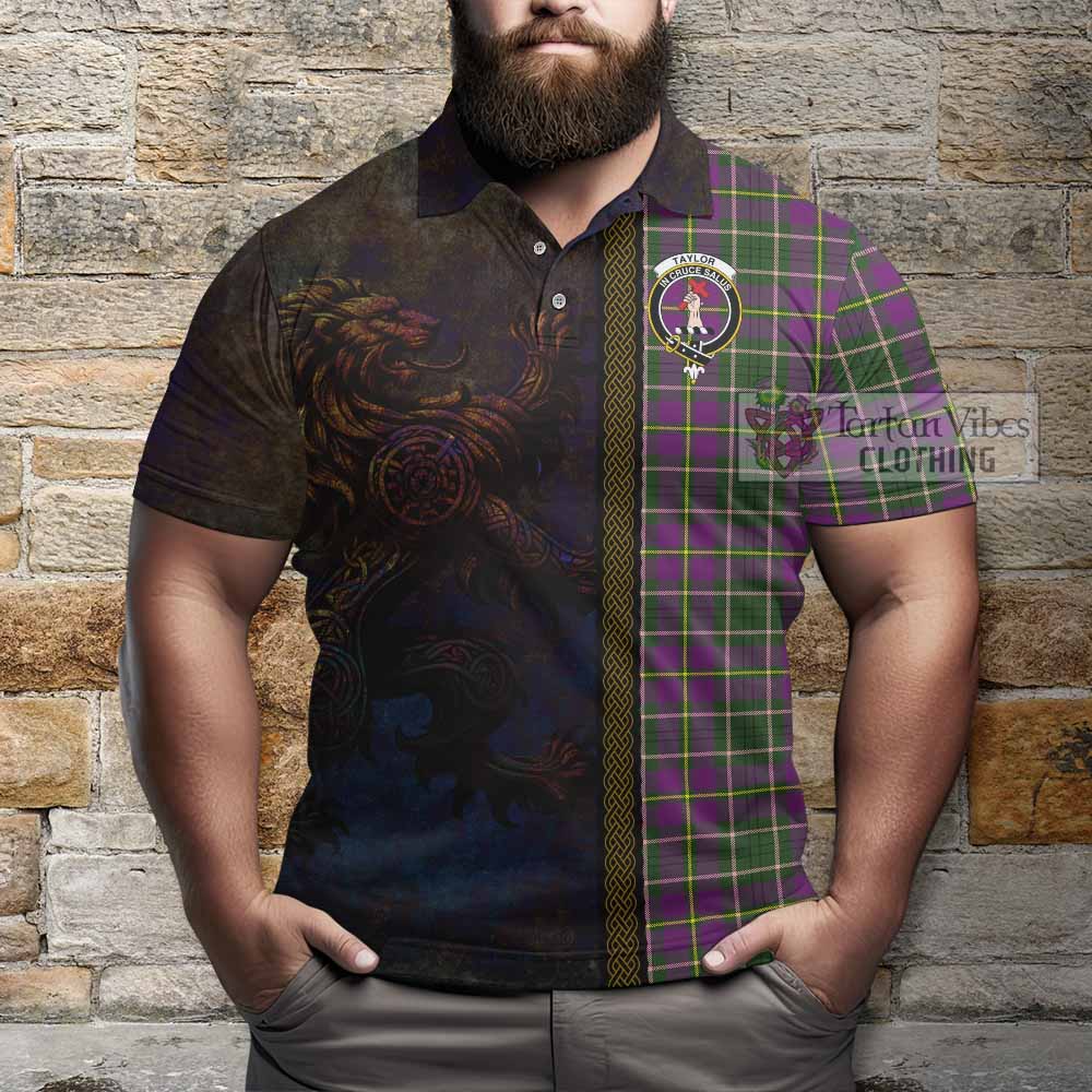 Tartan Vibes Clothing Taylor (Tailylour) Tartan Family Crest Polo Shirt Alba Gu Brath Be Brave Lion Ancient Style