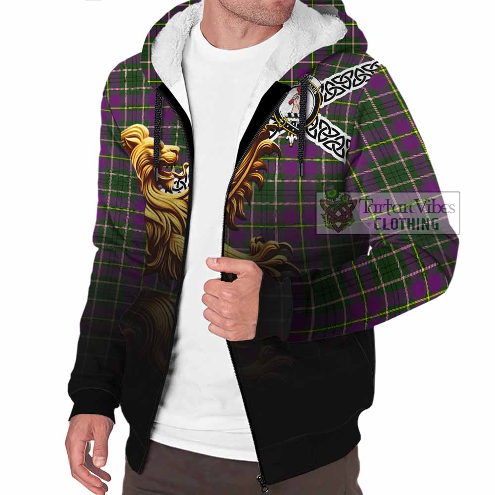 Tartan Vibes Clothing Taylor (Tailylour) Crest Tartan Sherpa Hoodie with Golden Lion Emblem Celtic Style