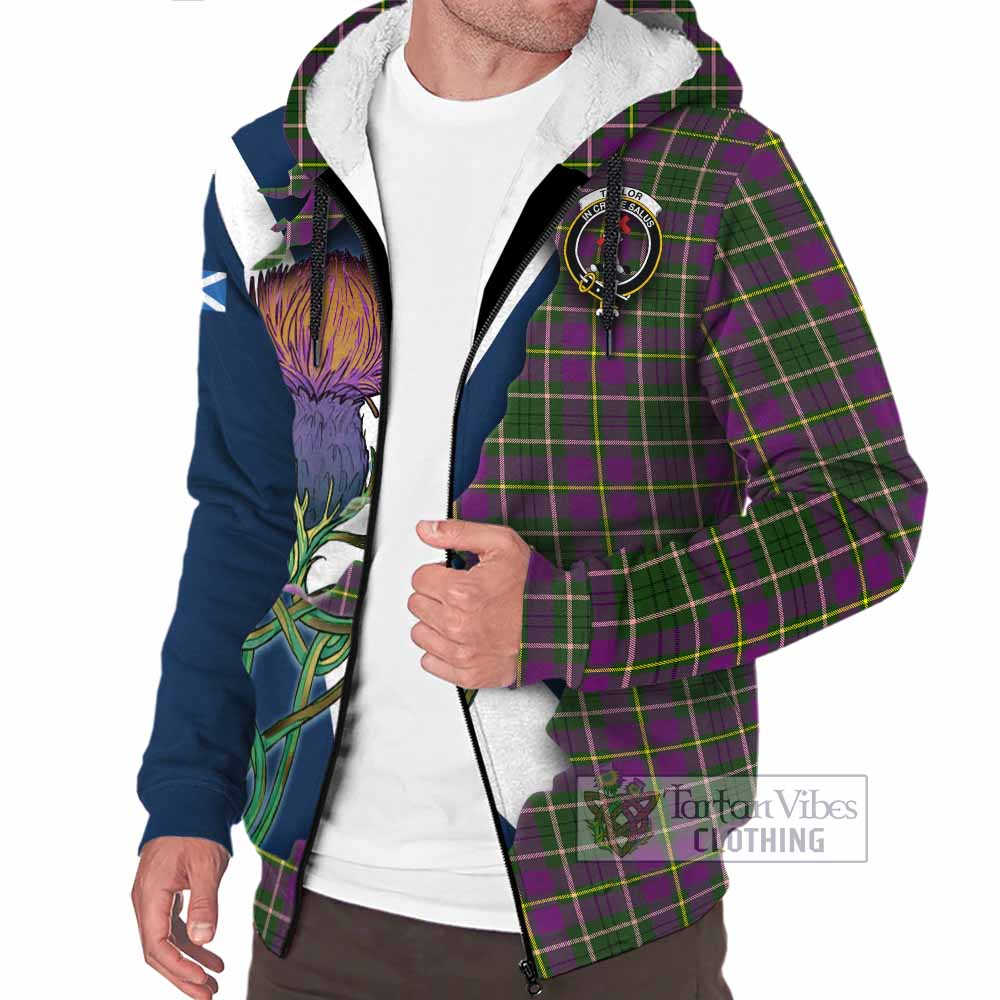 Tartan Vibes Clothing Taylor (Tailylour) Tartan Family Crest Sherpa Hoodie Scottish Thistle Celtic Inspired