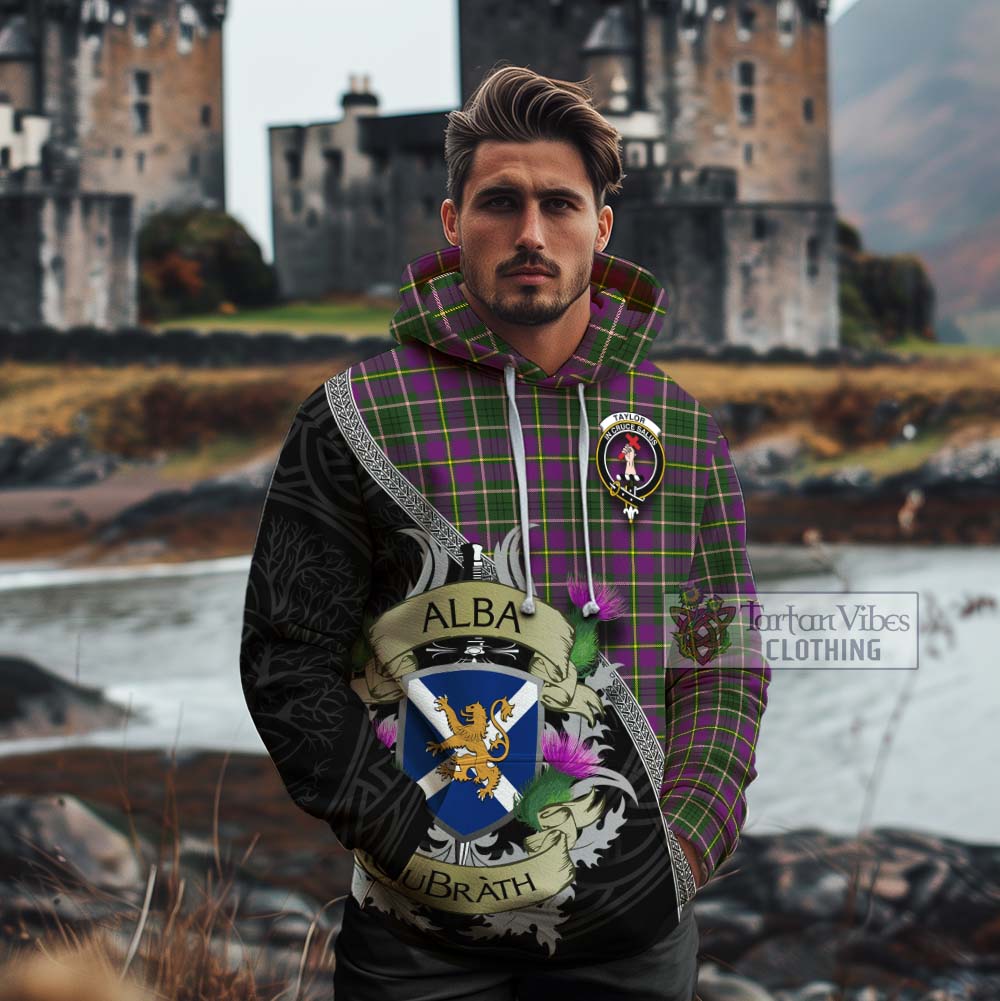 Tartan Vibes Clothing Taylor (Tailylour) Tartan Family Crest Cotton Hoodie Lion Rampant Royal Thistle Shield Celtic Inspired
