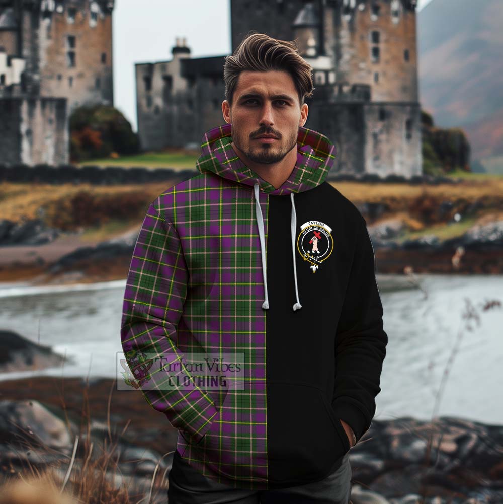 Tartan Vibes Clothing Taylor (Tailylour) Tartan Cotton Hoodie with Family Crest and Half Of Me Style