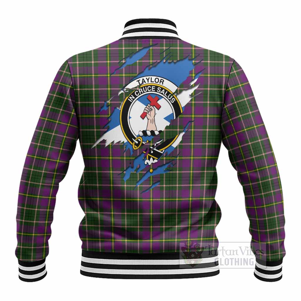 Taylor (Tailyour) Clan Crest In Me Tartan Baseball Jacket Scotland Flag Style