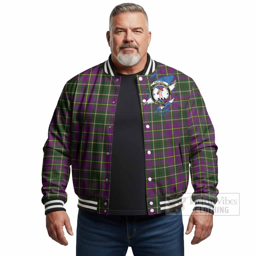 Taylor (Tailyour) Clan Crest In Me Tartan Baseball Jacket Scotland Flag Style