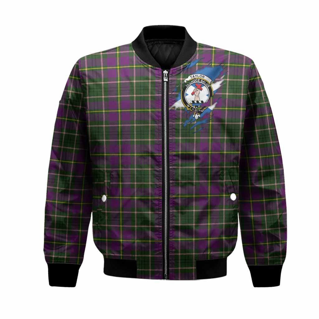 Taylor (Tailyour) Clan Crest In Me Tartan Bomber Jacket Scotland Flag Style