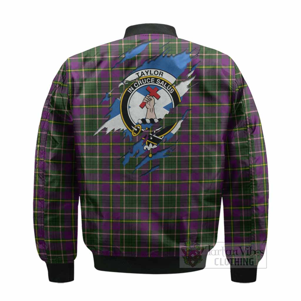 Taylor (Tailyour) Clan Crest In Me Tartan Bomber Jacket Scotland Flag Style