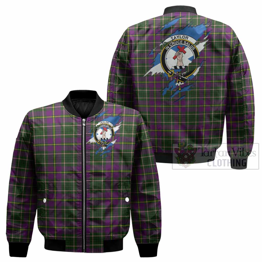 Taylor (Tailyour) Clan Crest In Me Tartan Bomber Jacket Scotland Flag Style