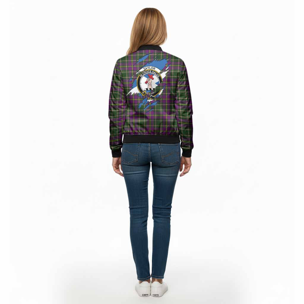 Taylor (Tailyour) Clan Crest In Me Tartan Bomber Jacket Scotland Flag Style