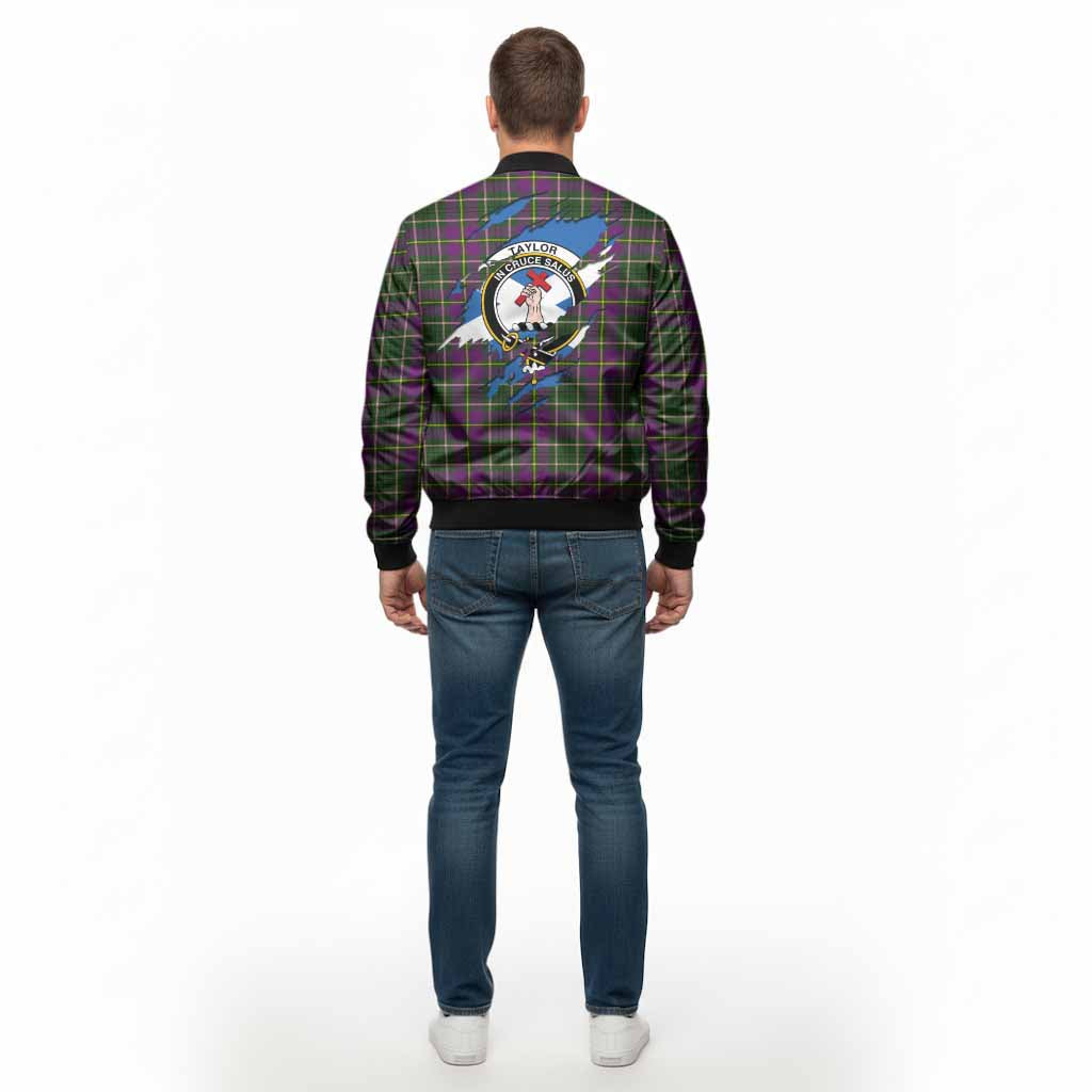 Taylor (Tailyour) Clan Crest In Me Tartan Bomber Jacket Scotland Flag Style