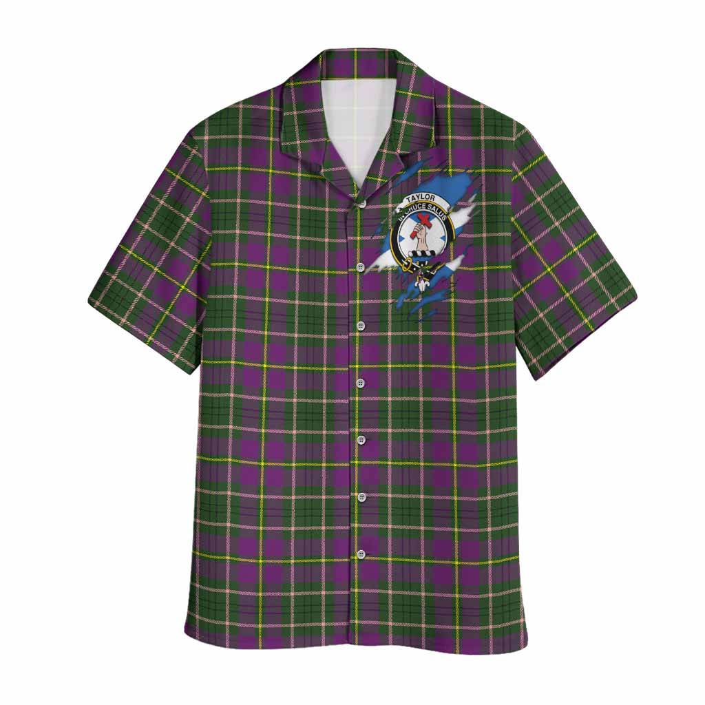 Taylor (Tailyour) Clan Crest In Me Tartan Hawaiian Shirt Scotland Flag Style