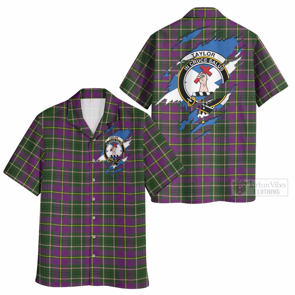 Taylor (Tailyour) Clan Crest In Me Tartan Hawaiian Shirt Scotland Flag Style