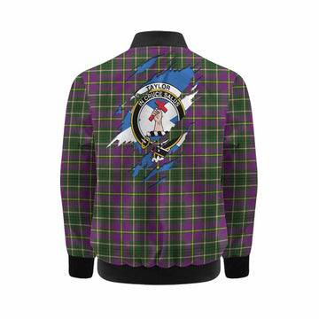 Taylor (Tailyour) Clan Crest In Me Tartan Kid Bomber Jacket Scotland Flag Style