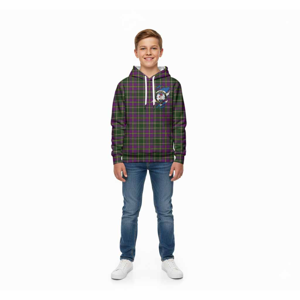 Taylor (Tailyour) Clan Crest In Me Tartan Kid Hoodie Scotland Flag Style