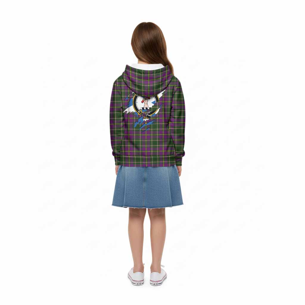 Taylor (Tailyour) Clan Crest In Me Tartan Kid Hoodie Scotland Flag Style