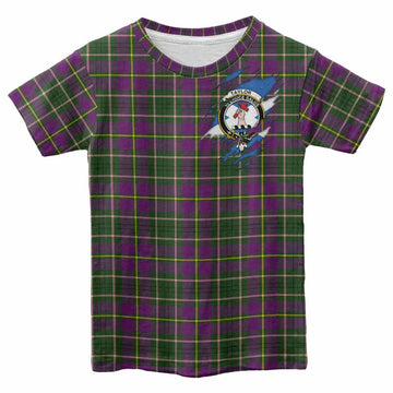 Taylor (Tailyour) Clan Crest In Me Tartan Kid T-shirt Scotland Flag Style