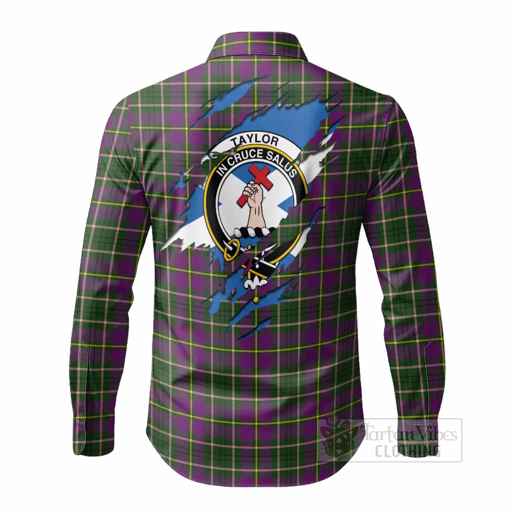 Taylor (Tailyour) Clan Crest In Me Tartan Long Sleeve Button Shirts Scotland Flag Style