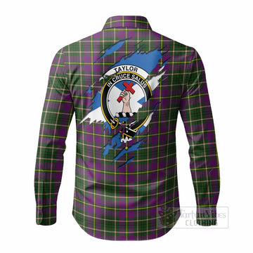 Taylor (Tailyour) Clan Crest In Me Tartan Long Sleeve Button Shirts Scotland Flag Style