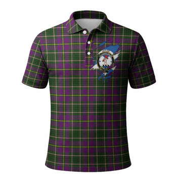 Taylor (Tailyour) Clan Crest In Me Tartan Polo Shirt Scotland Flag Style