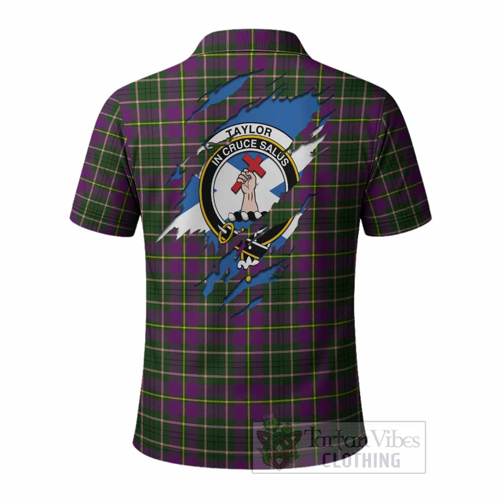 Taylor (Tailyour) Clan Crest In Me Tartan Polo Shirt Scotland Flag Style