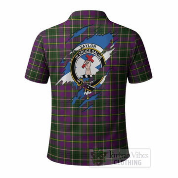Taylor (Tailyour) Clan Crest In Me Tartan Polo Shirt Scotland Flag Style