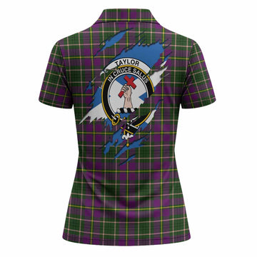 Taylor (Tailyour) Clan Crest In Me Tartan Women Polo Shirt Scotland Flag Style