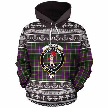 Taylor (Tailyour) Clan Tartan Christmas Cotton Hoodie with Family Crest