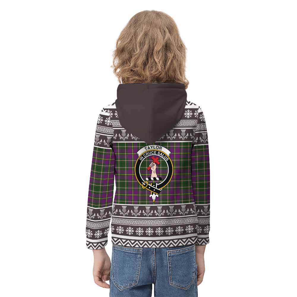 Taylor (Tailyour) Clan Tartan Christmas Kid Hoodie with Family Crest - Tartan Vibes Clothing