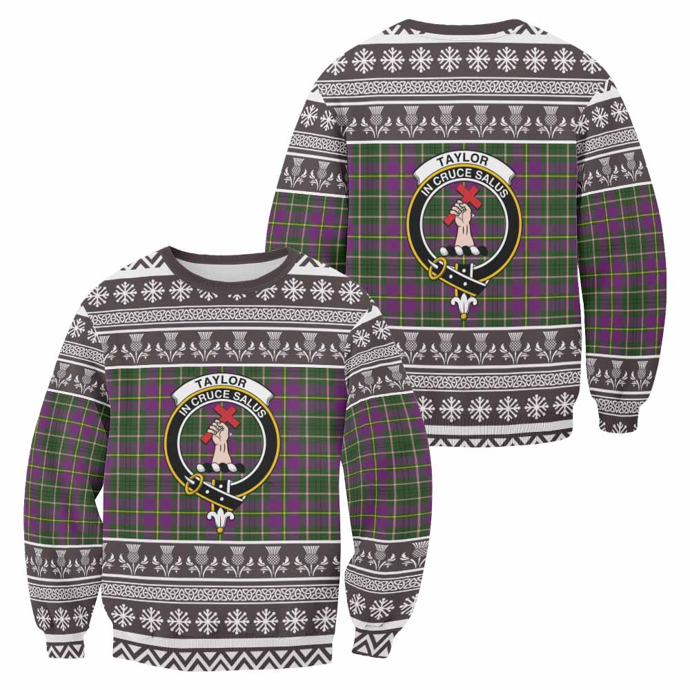 Taylor (Tailyour) Clan Tartan Christmas Sweatshirt with Family Crest - Tartan Vibes Clothing
