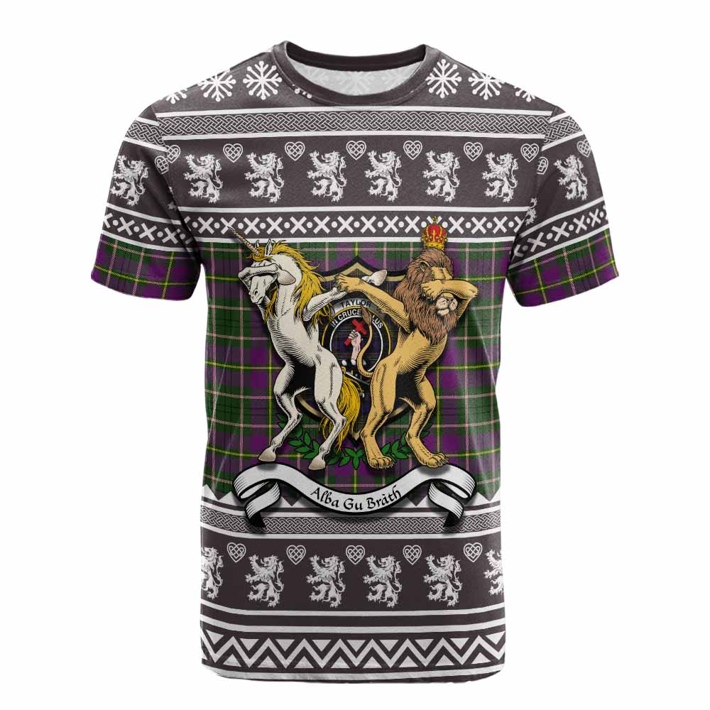 Taylor (Tailyour) Clan Tartan Crest Christmas Cotton T-shirt Coat of Arms Funny Style - Tartan Vibes Clothing
