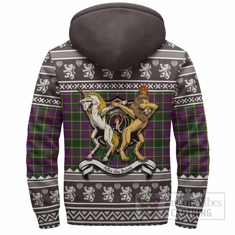 Taylor (Tailyour) Clan Tartan Crest Christmas Fleece Hoodie Coat of Arms Funny Style - Tartan Vibes Clothing