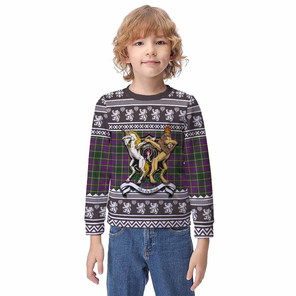 Taylor (Tailyour) Clan Tartan Crest Christmas Kid Ugly Sweatshirt Coat of Arms Funny Style - Tartan Vibes Clothing