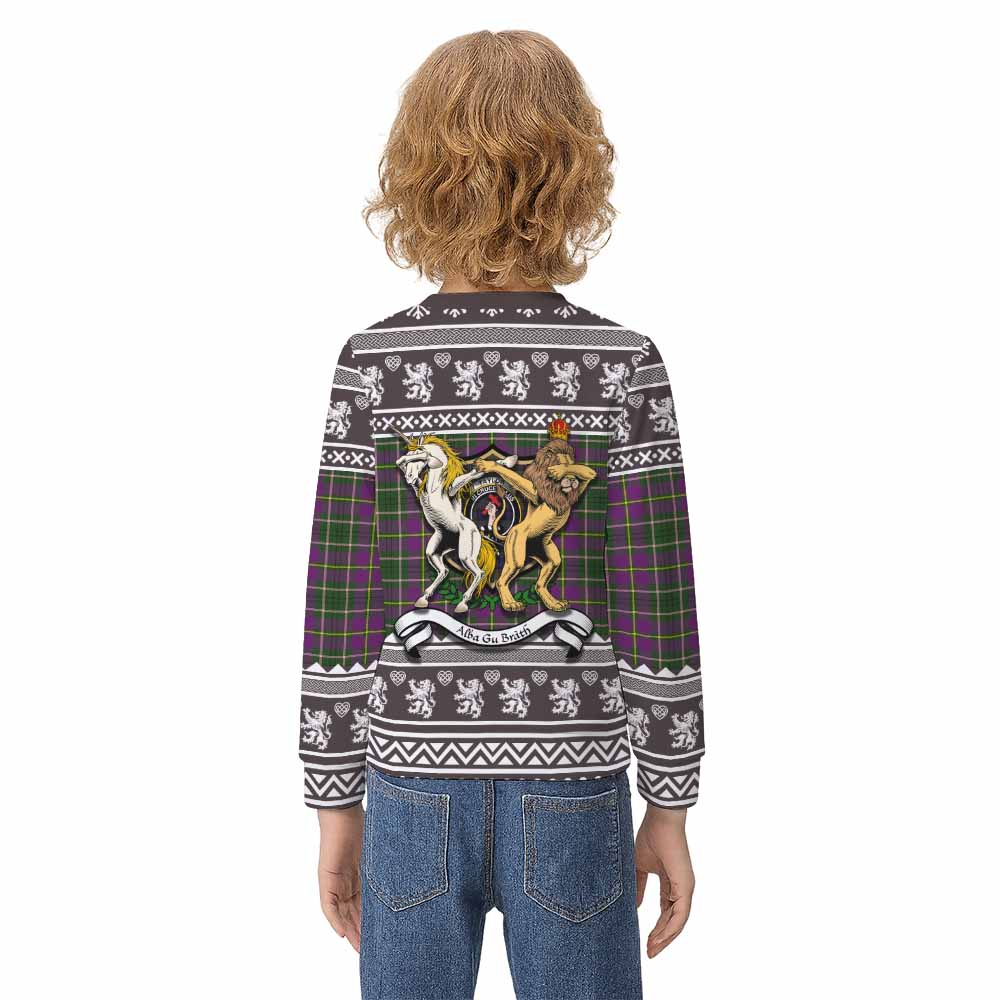 Taylor (Tailyour) Clan Tartan Crest Christmas Kid Ugly Sweatshirt Coat of Arms Funny Style - Tartan Vibes Clothing