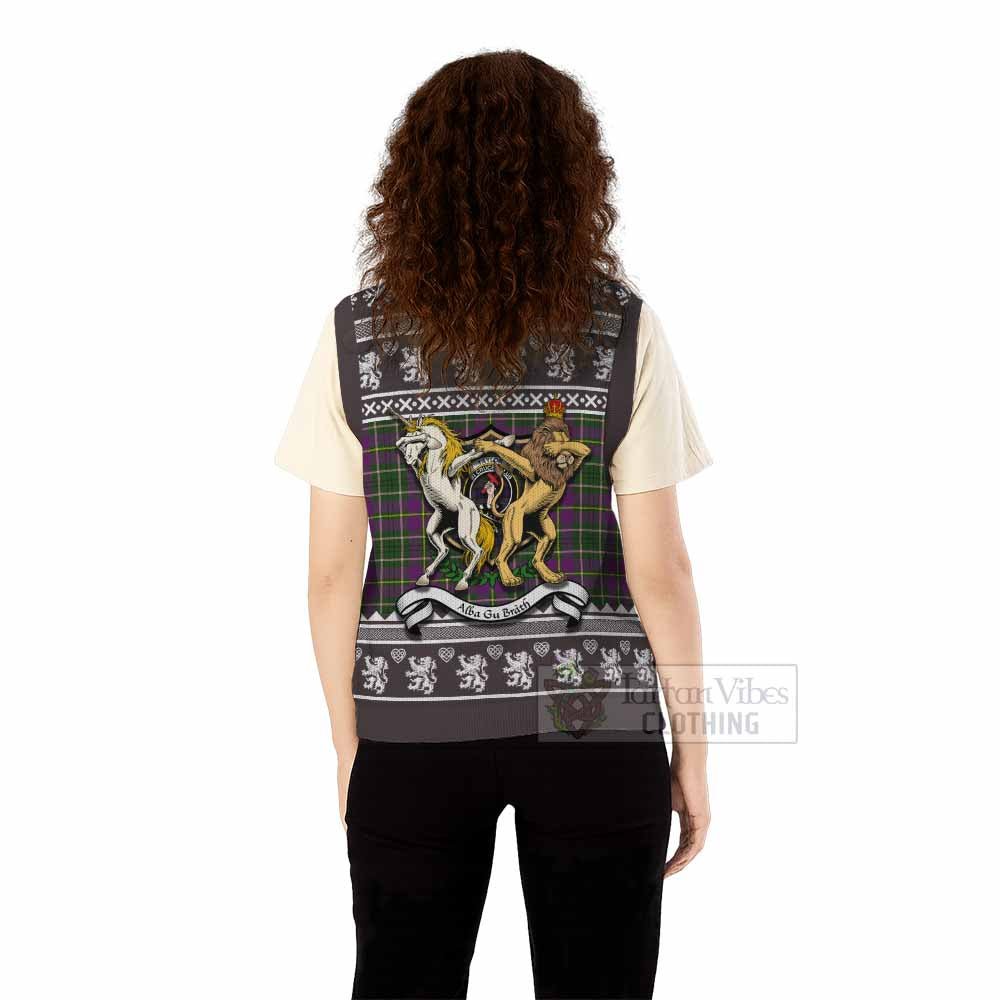 Taylor (Tailyour) Clan Tartan Crest Christmas Knitted V-Neck Vest Coat of Arms Funny Style - Tartan Vibes Clothing