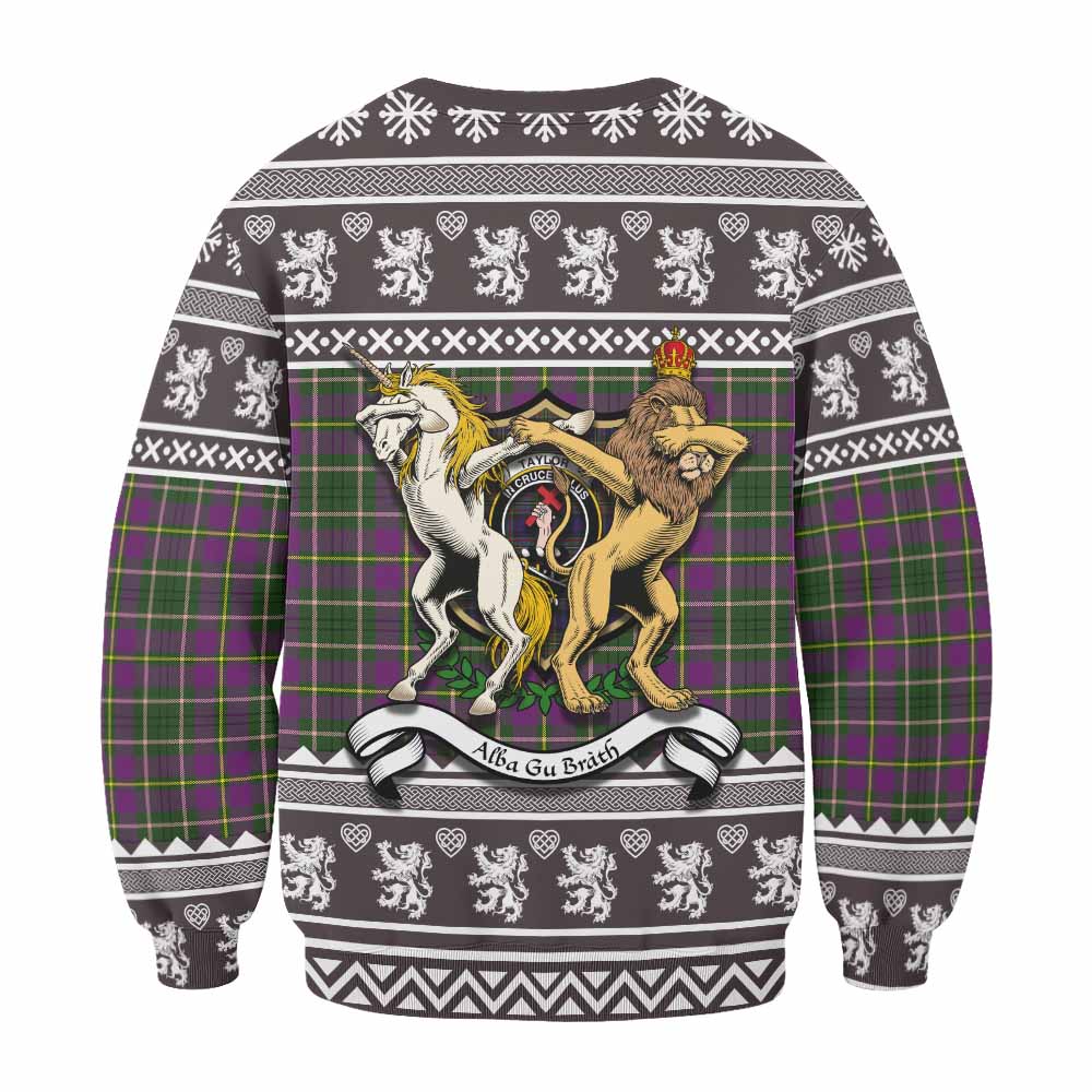 Taylor (Tailyour) Clan Tartan Crest Christmas Sweatshirt Coat of Arms Funny Style - Tartan Vibes Clothing