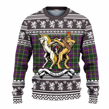 Taylor (Tailyour) Clan Tartan Crest Christmas Ugly Sweater Coat of Arms Funny Style