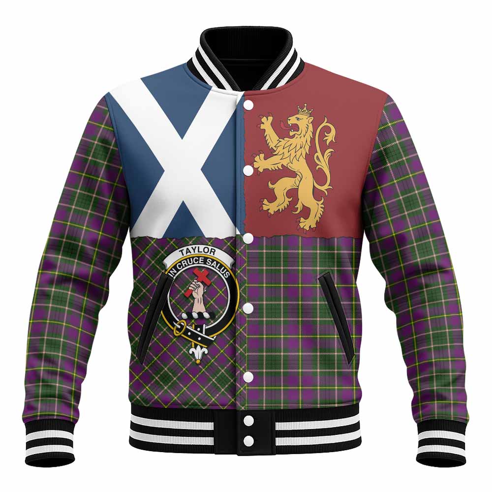 Taylor (Tailyour) Crest Tartan Baseball Jacket with Lion Rampant Saltire Style